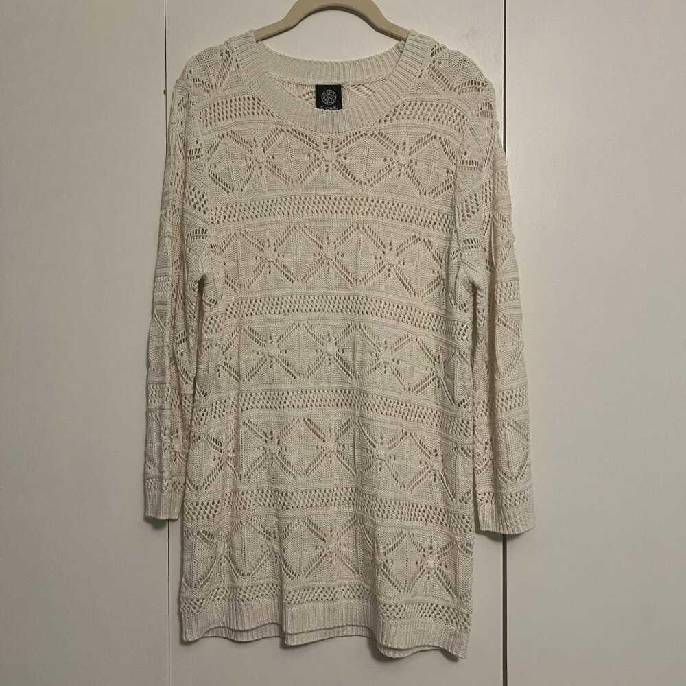 Bobeau Ty Crocher Pullover, Cream, Size L